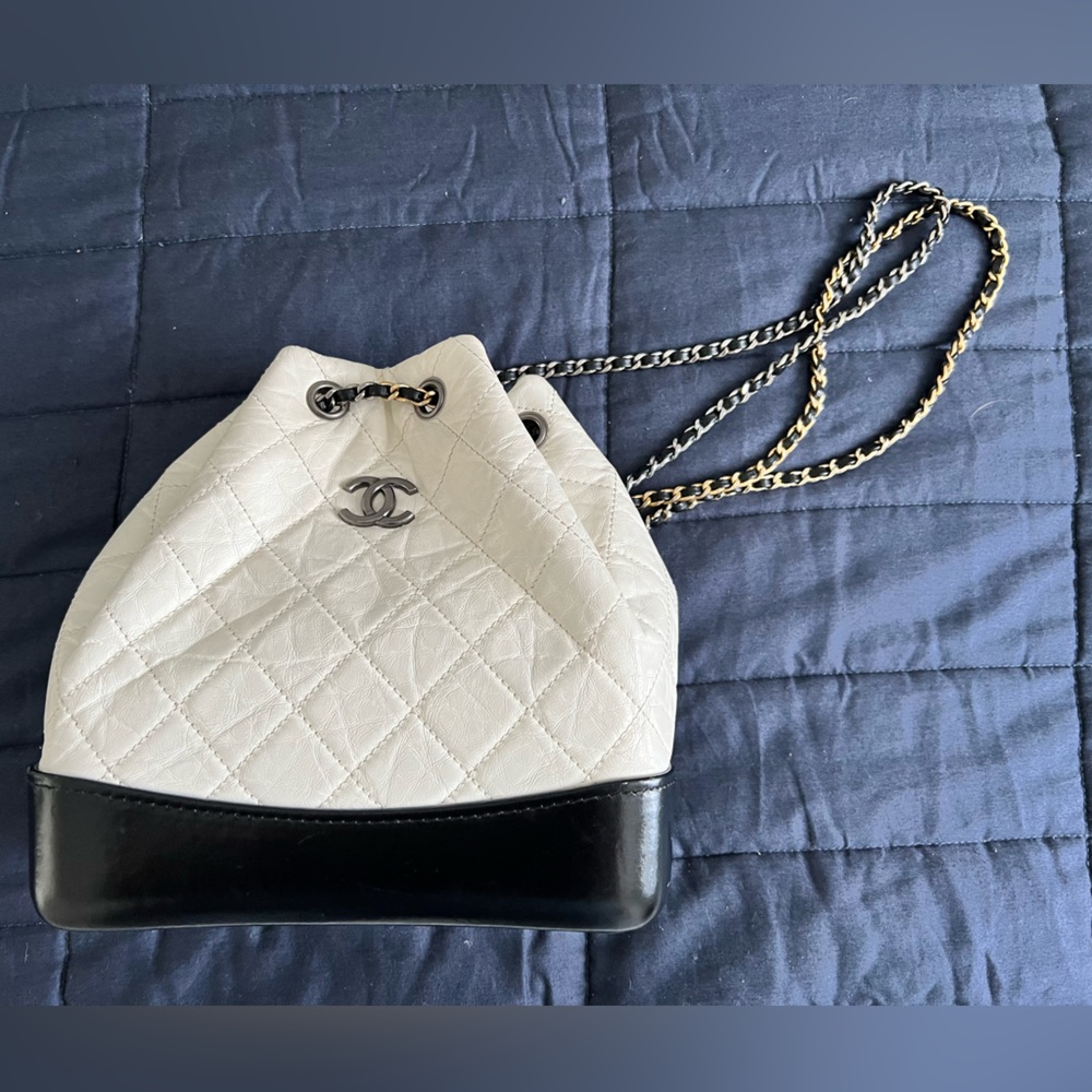 Chanel white and black backpack